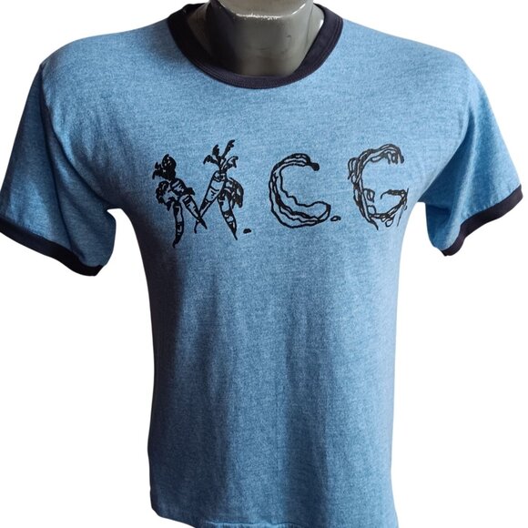 Single Stitch Vintage Men's T-shirt Medium Rayon Triblend Russell heather Blue M - Picture 1 of 7